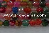 CAG8940 15.5 inches 4mm faceted round fire crackle agate beads