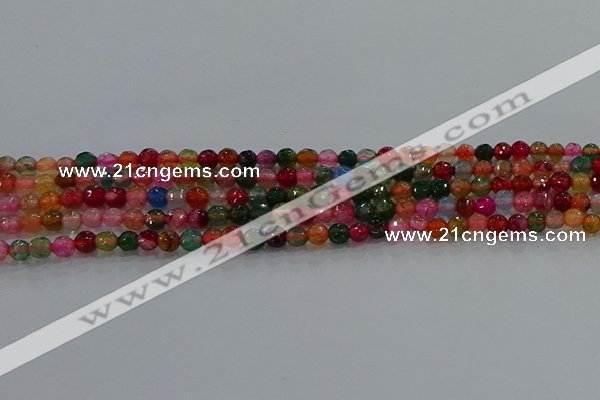 CAG8940 15.5 inches 4mm faceted round fire crackle agate beads