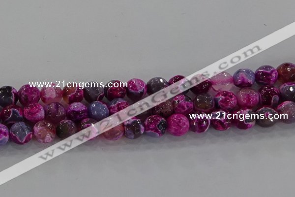 CAG8942 15.5 inches 8mm faceted round fire crackle agate beads