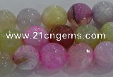 CAG8949 15.5 inches 8mm faceted round fire crackle agate beads