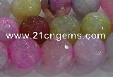 CAG8950 15.5 inches 10mm faceted round fire crackle agate beads