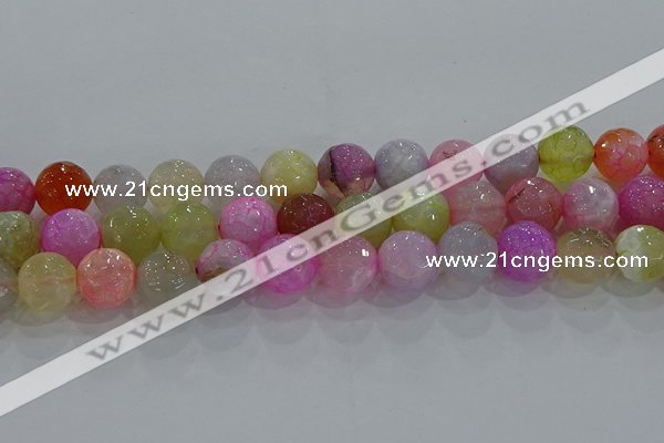 CAG8950 15.5 inches 10mm faceted round fire crackle agate beads