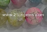 CAG8953 15.5 inches 16mm faceted round fire crackle agate beads