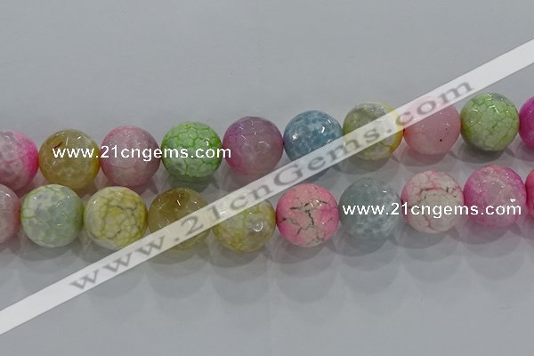 CAG8953 15.5 inches 16mm faceted round fire crackle agate beads