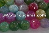 CAG8956 15.5 inches 8mm faceted round fire crackle agate beads