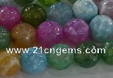 CAG8957 15.5 inches 10mm faceted round fire crackle agate beads