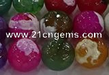 CAG8959 15.5 inches 14mm faceted round fire crackle agate beads