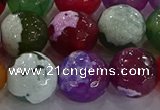 CAG8960 15.5 inches 16mm faceted round fire crackle agate beads