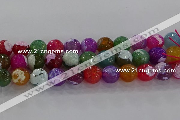 CAG8960 15.5 inches 16mm faceted round fire crackle agate beads