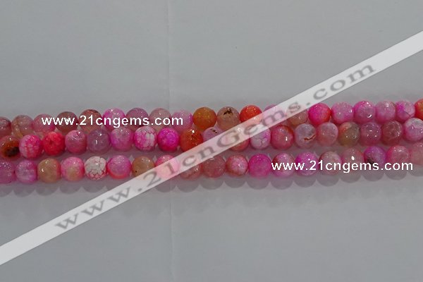 CAG8962 15.5 inches 4mm faceted round fire crackle agate beads