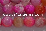 CAG8964 15.5 inches 8mm faceted round fire crackle agate beads