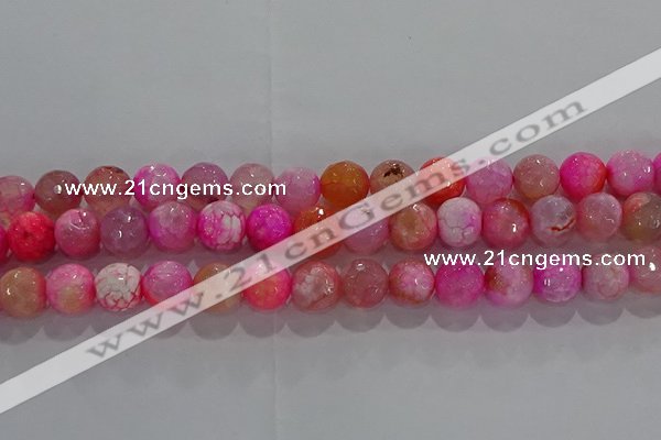 CAG8964 15.5 inches 8mm faceted round fire crackle agate beads