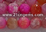 CAG8965 15.5 inches 10mm faceted round fire crackle agate beads