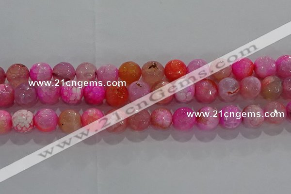 CAG8965 15.5 inches 10mm faceted round fire crackle agate beads