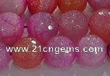 CAG8966 15.5 inches 12mm faceted round fire crackle agate beads