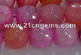 CAG8967 15.5 inches 14mm faceted round fire crackle agate beads