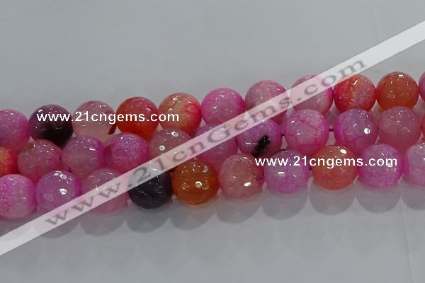 CAG8968 15.5 inches 16mm faceted round fire crackle agate beads