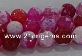 CAG8972 15.5 inches 8mm faceted round fire crackle agate beads