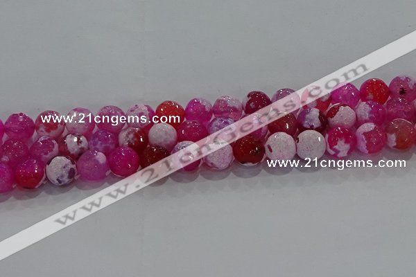 CAG8973 15.5 inches 10mm faceted round fire crackle agate beads