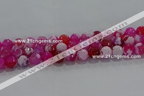 CAG8974 15.5 inches 12mm faceted round fire crackle agate beads