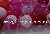 CAG8975 15.5 inches 14mm faceted round fire crackle agate beads