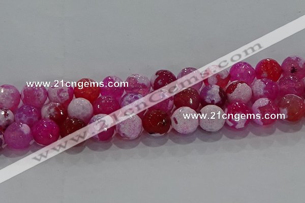 CAG8975 15.5 inches 14mm faceted round fire crackle agate beads