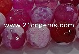 CAG8976 15.5 inches 16mm faceted round fire crackle agate beads