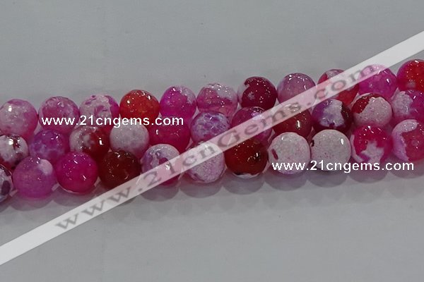 CAG8976 15.5 inches 16mm faceted round fire crackle agate beads