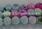 CAG8978 15.5 inches 4mm faceted round fire crackle agate beads