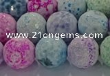 CAG8982 15.5 inches 12mm faceted round fire crackle agate beads