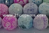 CAG8983 15.5 inches 14mm faceted round fire crackle agate beads