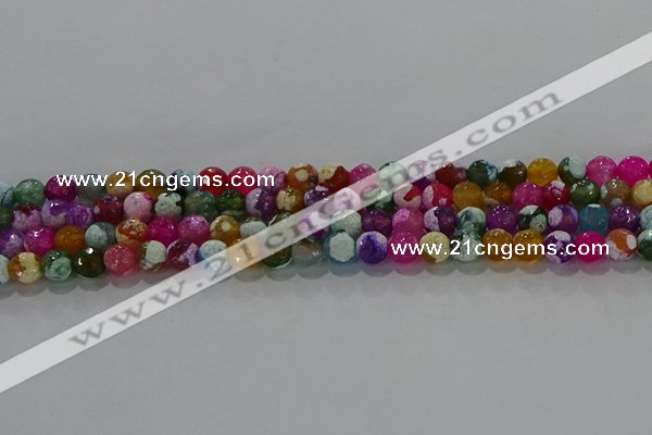 CAG8986 15.5 inches 4mm faceted round fire crackle agate beads