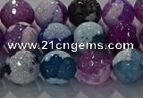 CAG8989 15.5 inches 10mm faceted round fire crackle agate beads