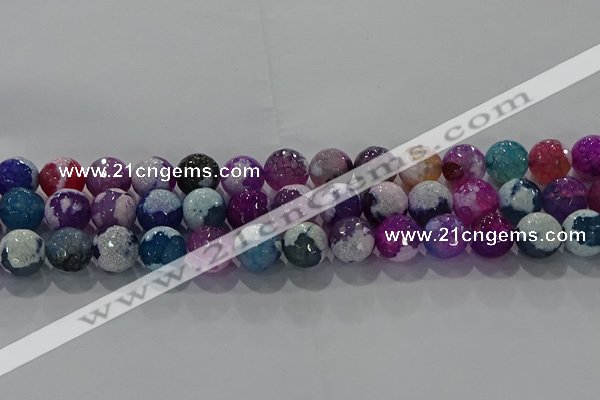 CAG8989 15.5 inches 10mm faceted round fire crackle agate beads