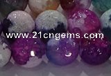 CAG8992 15.5 inches 16mm faceted round fire crackle agate beads