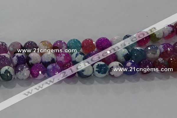 CAG8992 15.5 inches 16mm faceted round fire crackle agate beads