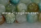 CAG8996 15.5 inches 10mm faceted round fire crackle agate beads