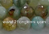 CAG8997 15.5 inches 12mm faceted round fire crackle agate beads