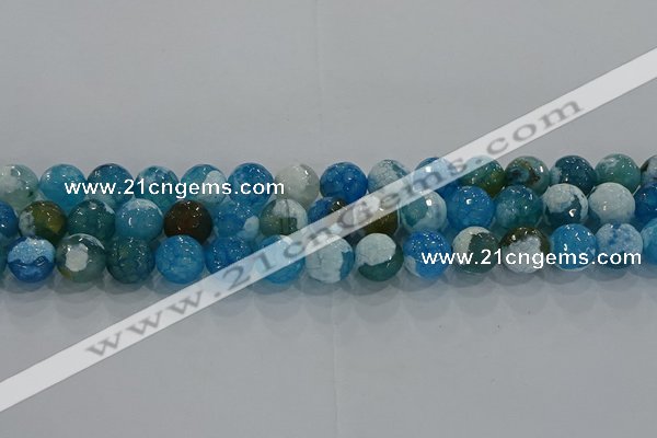 CAG9001 15.5 inches 8mm faceted round fire crackle agate beads