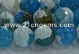 CAG9002 15.5 inches 10mm faceted round fire crackle agate beads