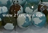 CAG9005 15.5 inches 16mm faceted round fire crackle agate beads