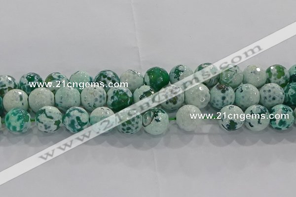 CAG9010 15.5 inches 12mm faceted round fire crackle agate beads