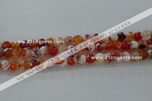 CAG9015 15.5 inches 8mm faceted round fire crackle agate beads