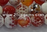 CAG9017 15.5 inches 12mm faceted round fire crackle agate beads