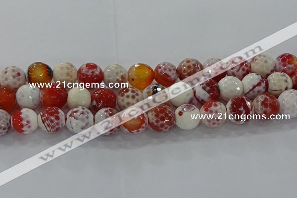 CAG9017 15.5 inches 12mm faceted round fire crackle agate beads