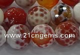 CAG9018 15.5 inches 14mm faceted round fire crackle agate beads