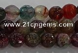 CAG9021 15.5 inches 6mm faceted round fire crackle agate beads