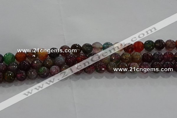 CAG9021 15.5 inches 6mm faceted round fire crackle agate beads