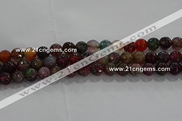 CAG9022 15.5 inches 8mm faceted round fire crackle agate beads