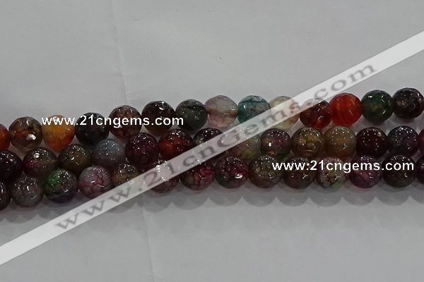 CAG9023 15.5 inches 10mm faceted round fire crackle agate beads